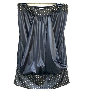 Black bandeau top with gold button design